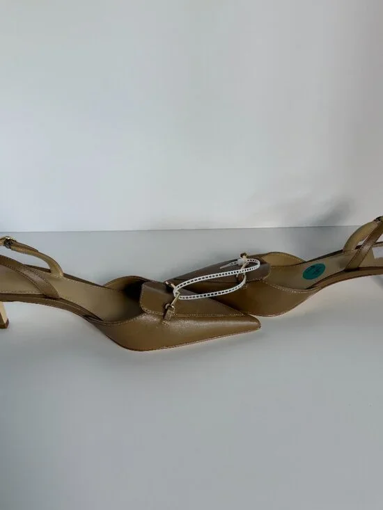 Michael Kors Lena Sling Pumps Natural Sz 7.5M- Delicate Horsebit Hardware NWOT - Picture 6 of 8